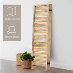 Room Divider with Shelves, 4 Panel Natural Privacy Screen | Partition Room - Image 5