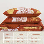 DJY 3 Pieces Fall Quilt Set King Gold Floral Pattern Quilt Coverlet Set Boho - Image 6