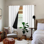 BGment Pure White 100% Blackout 48 Inch Curtains - Image 9