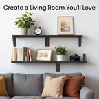 BAYKA Wall Mounted Floating Bathroom Shelves, Wood Floating Wall Shelf - Image 3