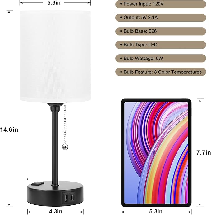 Dicoool Bedside Table Lamp for Bedroom - Image 3