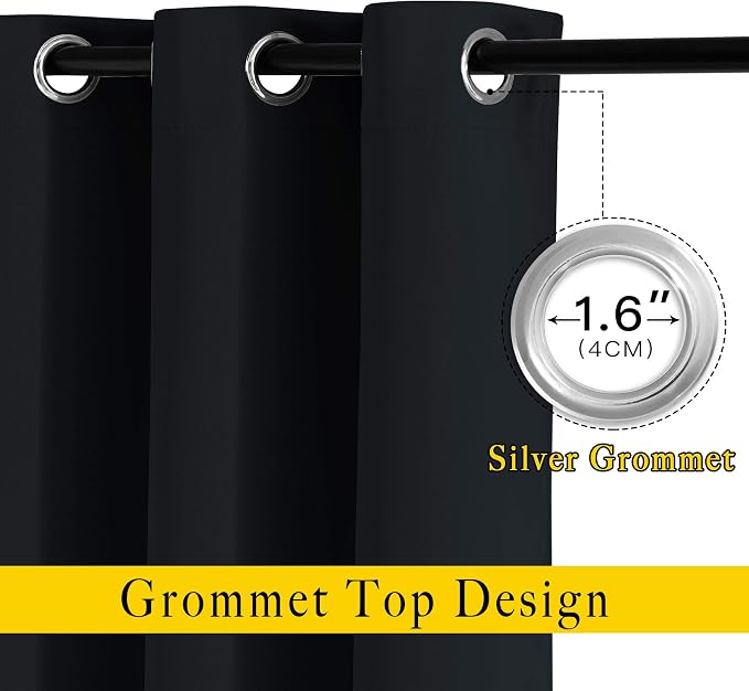 NICETOWN Blackout Black Curtains & Drapes 90 inches Long - Image 3