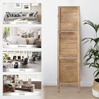 Room Divider with Shelves, 4 Panel Brown Privacy Screen | Partition Room - Image 6