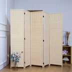 5 Panel Bamboo Room Divider, 5.6 ft Tall Folding Privacy Screen, Freestanding - Image 5
