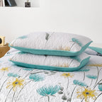 Dinjoy Aqua Quilt Set King, 3 Pieces Boho Floral Bedspreads, Fall Bedding | - Image 8