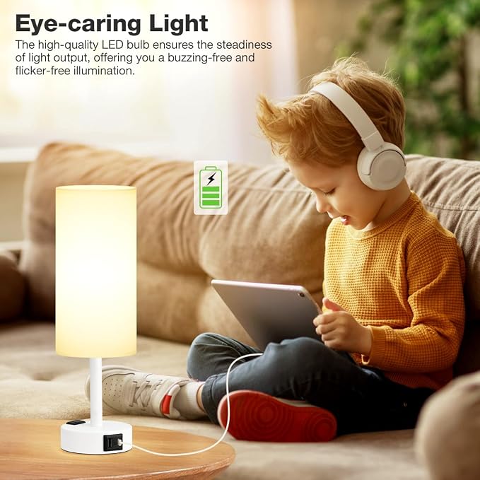 Matte White Bedside Table Lamp for Bedroom - Image 4