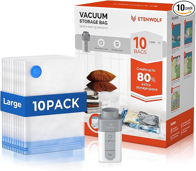 ETENWOLF 10 Large Vacuum Storage Bags by ETENWOLF