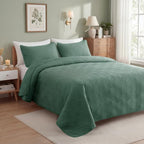 Whale Flotilla Soft Cal King Quilt Bedding Set, Lightweight Bedspreads | Olive - Image 2