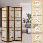 Legacy Decor Room Divider Screen 71-in Tall 4-Panel Cherry Botanical Print | - Image 6