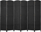 Room Divider 6 Panel 5.6 FT Tall Privacy Screen Waterproof Wood Frame Partition by PayLessHere