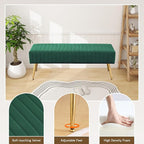 Furnimart 44 Inch Green Velvet Bench Ottoman Comfortable Footrest Stool Table - Image 6