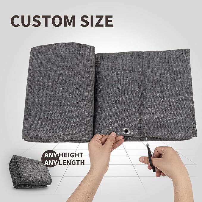 LOVE STORY Custom Size 3.3'x36' Balcony Privacy Screen Cover, Dark Grey | HDPE - Image 2