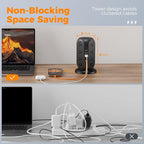 TESSAN Tower Power Strip Surge Protector, Flat Extension Cord 10 Ft, 5 USB Ports - Image 3