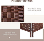 HOMCOM Room Divider 4-Panel, 6FT-Tall Folding Privacy Screen, Hand-Woven Design - Image 5