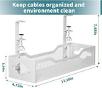 Under Desk Cable Management Tray 2 Pack, No Drill Cable Organizer - Image 4