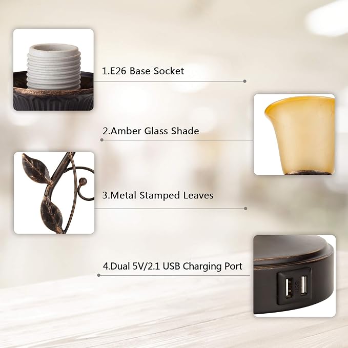 Touch Control Leaf Vintage Table Lamp - Image 7