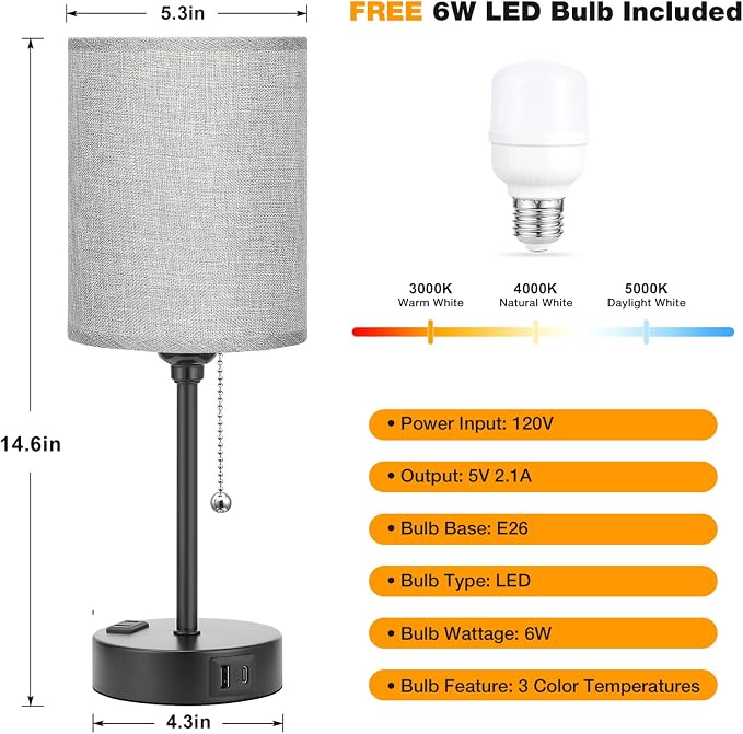 Small Bedside Table Lamp for Bedroom - Image 4