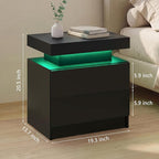LED Nightstand with Wood 2 Drawers Modern Bedside Table - Image 2