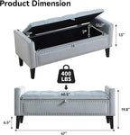 WUTUTUEE 47" Velvet Storage Bench, Upholstered Bed Bench - Image 2