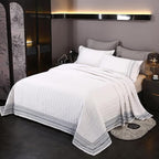 ROOMLIFE 100% Cotton Quilt Set King Embroidery Geometric Pattern 3-Piece | - Image 4