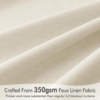 MIULEE 100% Blackout Back Tab Pleat Linen Curtains 50" Wx108 L, Light Cream | 2 - Image 4