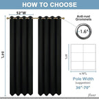 Diraysid Black Grommet Blackout Curtains - Image 6