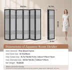 6 Panel Room Divider, 66.9" Tall Folding Privacy Screen, Pine Wood Frame Design - Image 7