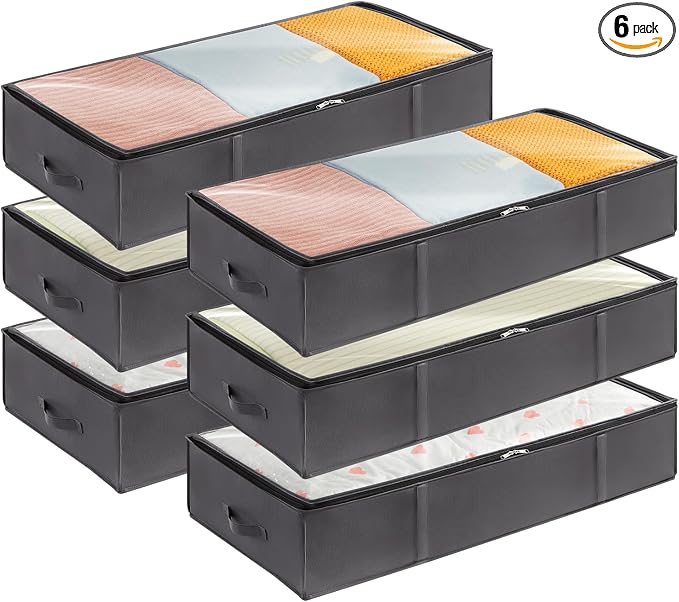 Lifewit 95L 6 Pack Under Bed Storage Containers, Large Capacity Blanket Storage by Lifewit