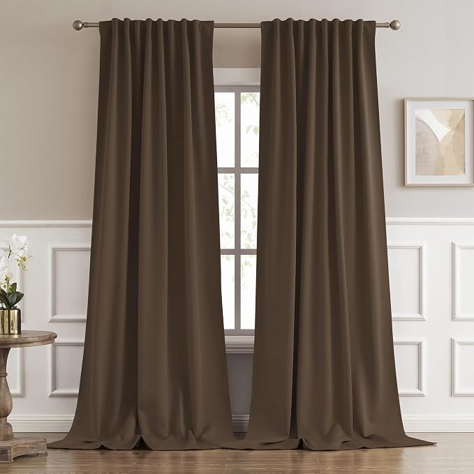 Blackout Curtains/Drapes 105 Inches Long, 2 Panels, 52x105 | Light Blocking by DUALIFE