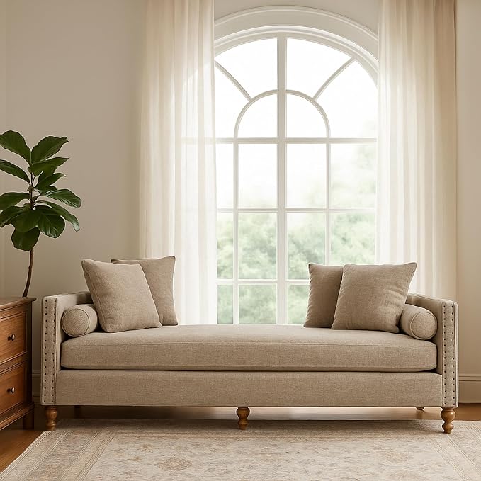 75.2" Oversized Chaise Lounge, Chenille End of Bed Bench by Aortzio