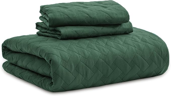 Bedsure King Size Quilt, Lightweight Comforter Set, Dark Green Bedspread | - Image 9