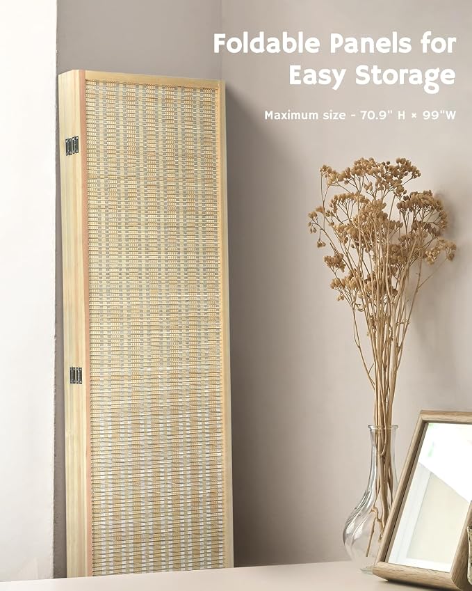 Bamboo Room Divider, 5-Panel Folding Privacy Screen, 6 ft. Tall | 70.9" H x 99" - Image 5