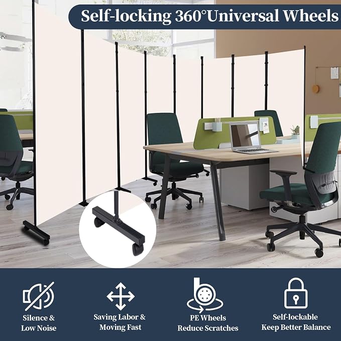Room Divider 6 Panel-176''Wide Folding Privacy Screen, Large Partition Wall | - Image 4
