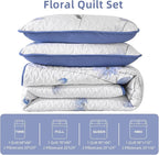 Dinjoy Quilt Set Full Size, Floral Botanical Bedspread - Image 7