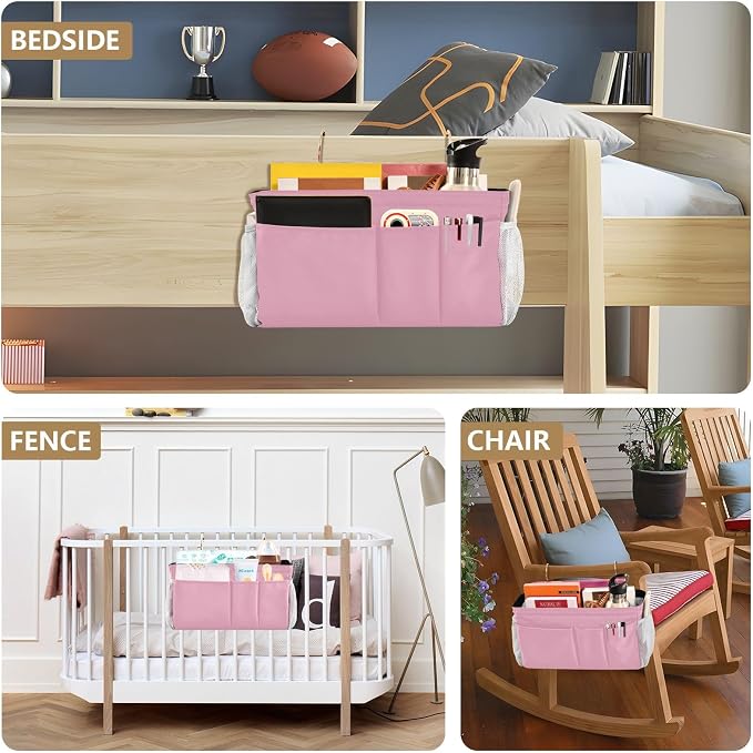 Rose Red Bedside Caddy Storage Bag Bedside Organizer - Image 8