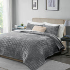 RECYCO Channel Box Stitch Velvet Quilt Set, King Size, Luxury Oversized - Image 8