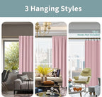 BGment Pink 100% Blackout 63 Inch Curtains 2 Panel Set - Image 3