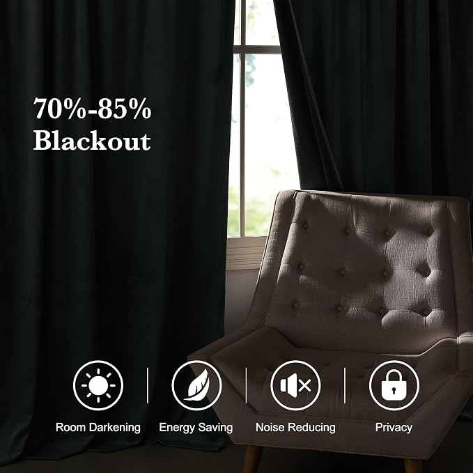 RYB HOME Velvet Curtains 102 inches Long, Extra Long High Ceiling Curtains | - Image 7