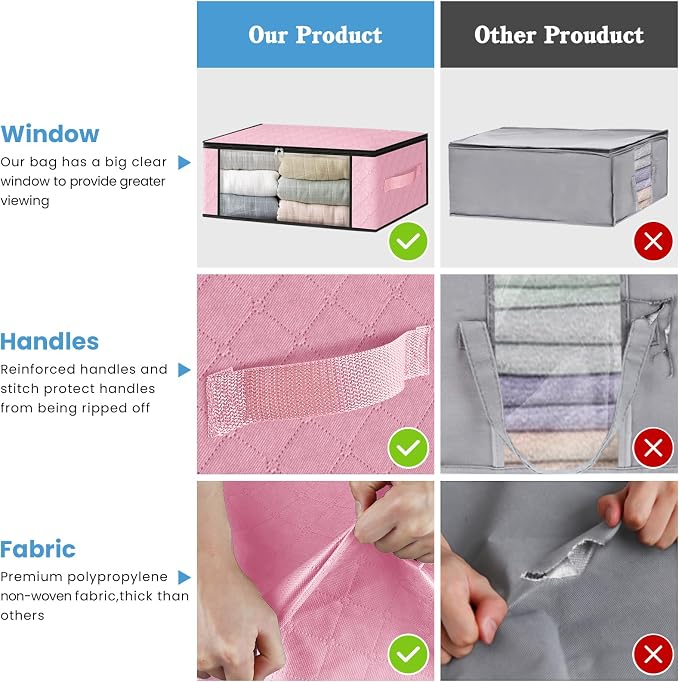 HomeHacks 3-Pack Clothes Organizer Storage Bags, 35L Storage Bins, Reinforced - Image 5
