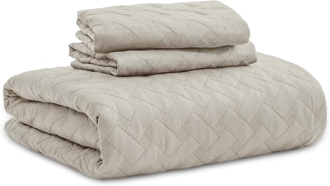 Bedsure King Size Quilt, Lightweight Comforter Set, Light Beige Bedspread | - Image 9