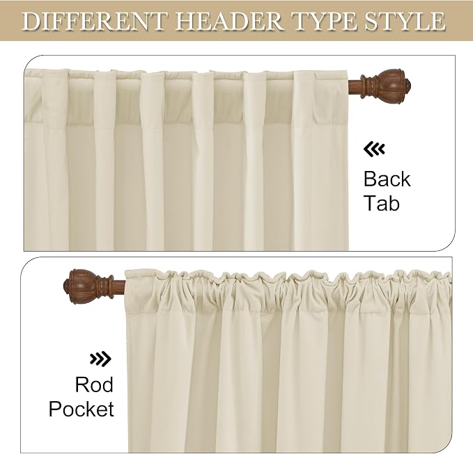 RYB HOME Beige Velvet Curtains 96 inches - Image 5