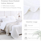 CozyTide Oversized King Quilt 120"x120", Stone-Washed Bright White Cotton - Image 4