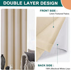 Diraysid 100% Blackout Curtains Beige Linen Curtains - Image 6