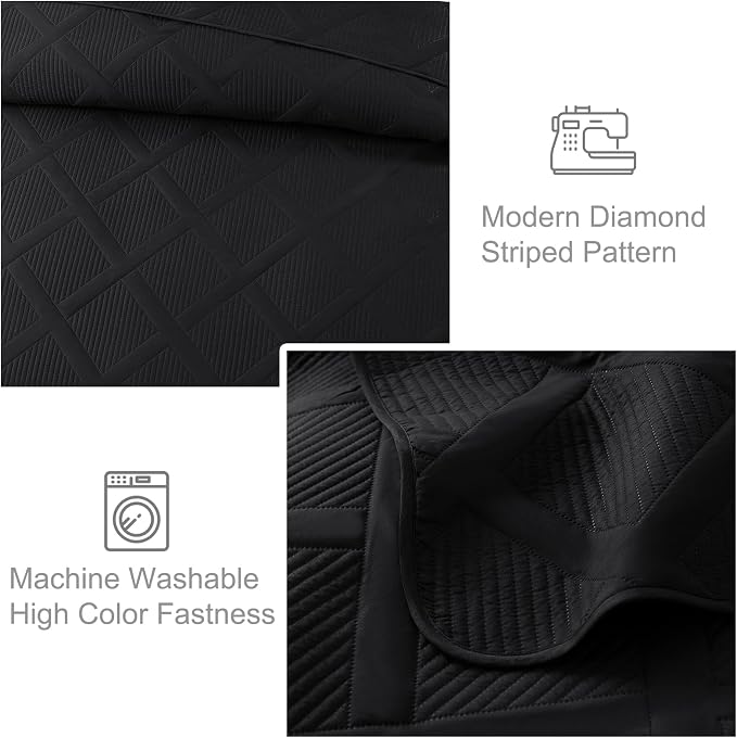 Exclusivo Mezcla California King Size Quilt, Modern Striped Pattern, - Image 5