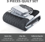 Dinjoy Full Boho Striped Quilt Set, Balck White Lightweight Bedspread | Soft - Image 5