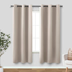 KOUFALL Greige Beige Curtains 63 Inch Length, Grommet Blackout Darkening by KOUFALL