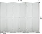 6 Panel Pegboard Room Divider | White Wood Folding Privacy Screen - Image 2