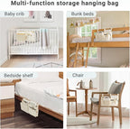 Mkono Bedside Caddy, Macrame Bunk Bed Hanging Organizer, 7 Pockets Ivory | Dorm - Image 4