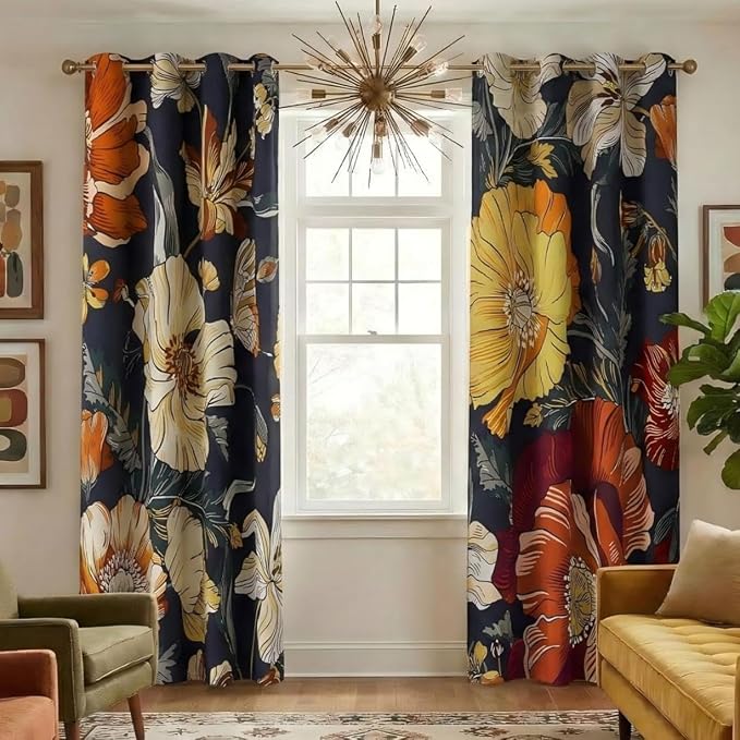 NICETOWN Boho Floral Curtains 100% Blackout by NICETOWN