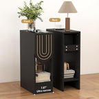 weselon Narrow Nightstands Set of 2, Mid-Century Modern Slim Side End Table - Image 7